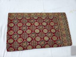 Kantha Bedspread, Kantha Throw Ajarak Print Red Indian Handmade Quilt Perfect Bed Matching Bedspread Size Queen - thumbnail 1