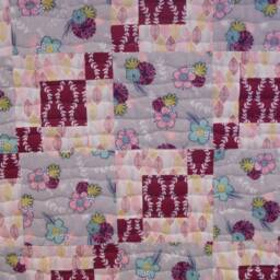 "Floral Block Throw Quilt Maroon & Gray Lap Quilt - 45"" X 60" - thumbnail 2