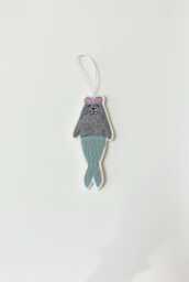 Seal Mermaid Christmas Decoration, Ornament, Tree, Hanging Flowers, Fabric, Embroidery Art, Cornwall - thumbnail 1