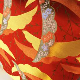 Golden Brocade Pillow Case, Japanese Obi Brocade, Sofa Bedding, Japan Throw Kimono Cushion, Orange & Gold Decor Cover - thumbnail 4