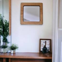 Wooden Framed Square Mirror Oak, Walnut, Or Cherry Veneer - thumbnail 2