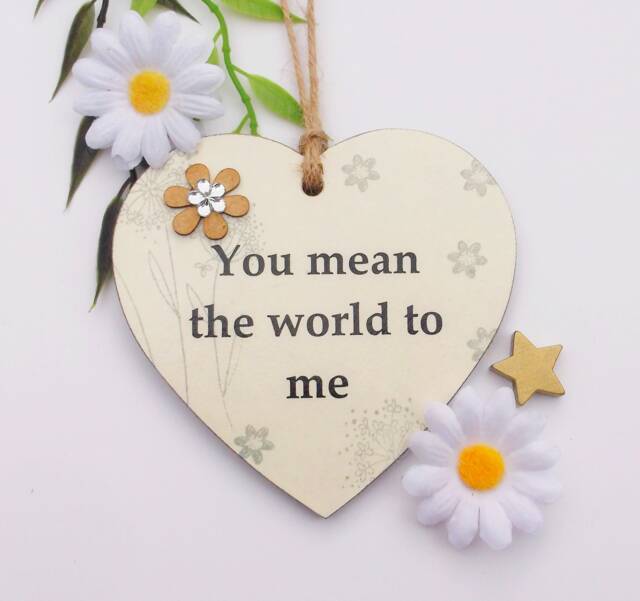 You Mean The World To Me Wooden Gift Heart - image 1
