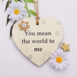 You Mean The World To Me Wooden Gift Heart - thumbnail 3