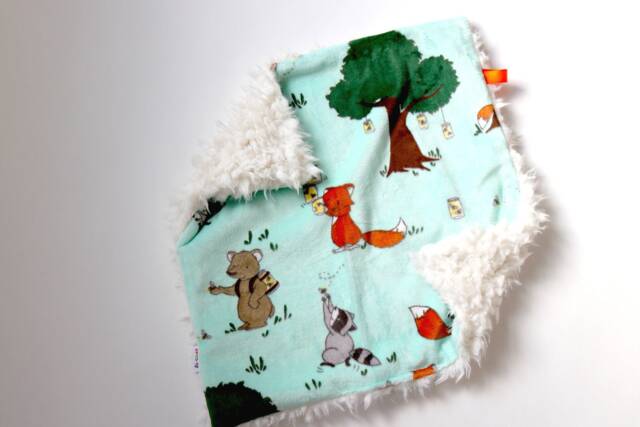 Dream Lovie. Security Blanket. Personalized Lovey. Faux Fur Chasing Fireflies. Mini Baby Minky Shower Gift - image 1