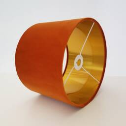 Luxury Burnt Orange Lampshade in Velvet With Gold Lining, Large Lightshade - thumbnail 3