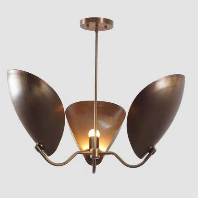 Mid Century Modern Sputnik Chandelier, Brass Finish, 3-Light Pendant Lighting - image 1