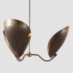 Mid Century Modern Sputnik Chandelier, Brass Finish, 3-Light Pendant Lighting - thumbnail 2