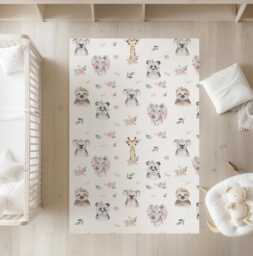 Safari Boho Animals - Rug, Carpet, Kids Decor, Children's Room Decor, Kids Carpet - thumbnail 1