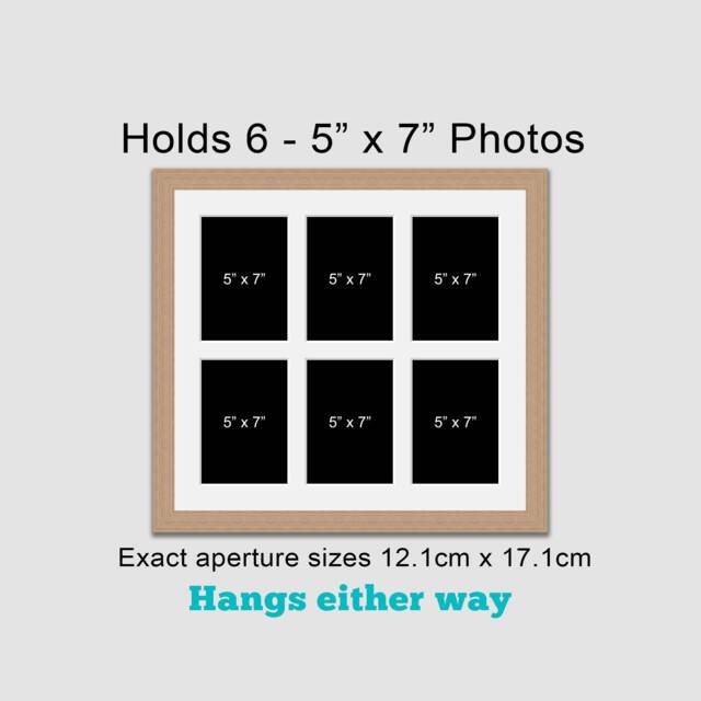 Oak Veneer Multi Photo Frame - Holds Six 5x7 Photos - image 1