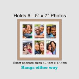 Oak Veneer Multi Photo Frame - Holds Six 5x7 Photos - thumbnail 3