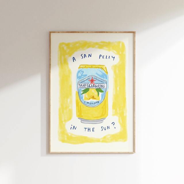 A San Pellegrino in The Sun? Wall Print - Summers Day Poster Lemon Lover Aesthetic Art Holiday Fizzy Drink - image 1