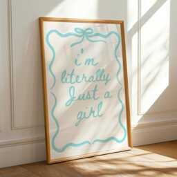 I'm Literally Just A Girl Wall Print, Coquette Girly Art, Light Blue Decor, Aesthetic Bows, Trendy Bedroom Poster - thumbnail 3