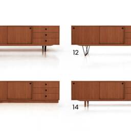 Mid-Century Sideboard, Dresser, Commode, Credenza Made Of Oak Vaneer - Teak Colour Livlo T-S03 - thumbnail 2