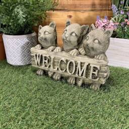 stone Garden 3 Cute Kitten Cat Welcome Sign Ornament - thumbnail 3