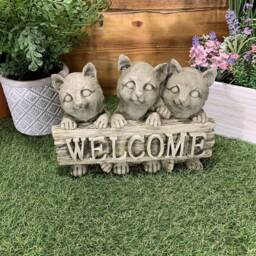 stone Garden 3 Cute Kitten Cat Welcome Sign Ornament - thumbnail 2