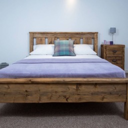The Windsor Bed Frame Chunky Reclaimed Pine Wood With Low End Footboard All Sizes Available Free UK Delivery. Extra Thick 4.5cm Slats - thumbnail 2