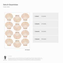 Watercolour Neutral Shells Fabric Wall Stickers - Removable & Reusable - thumbnail 3