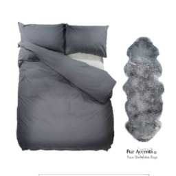 Faux Sheepskin Area Rug - Double Sheep Design, Animal Friendly Fur Accents Usa - thumbnail 2