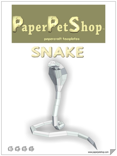 Papercraft Snake, 3D Template, Diy Lowpoly Pet - image 1