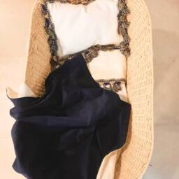 Cradle Pram Sheet, Pillow, Velvet Blanket Set - Tassel Fringe Trim, Custom Colors - thumbnail 3