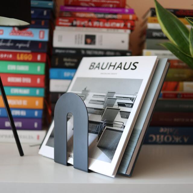 Graphite Arch Metal Bookend For Heavy Books, Sturdy Book Holder, Colorful Minimalistic Magazine Rack, Modern Bookend, Unique Boho End - image 1