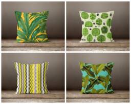 Green Floral Cushion Cover-Flower Decorative Pillow Case-Living Room Case-Modern Cover-Gift For Her Cushion-Handmade Material - thumbnail 1