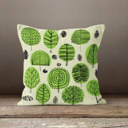 Green Floral Cushion Cover-Flower Decorative Pillow Case-Living Room Case-Modern Cover-Gift For Her Cushion-Handmade Material - thumbnail 3