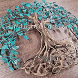 Teal Sparkle Metal Tree Of Life Wall Art - 36 - thumbnail 2