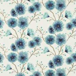 Floral Linen Cushion Cover Harlequin Kabala Blue Cream Pillow - 18x18 Inches - thumbnail 3