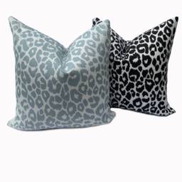 Schumacher Iconic Leopard Graphite Indoor/Outdoor Cushion Cover Pillow Double Sided - thumbnail 2