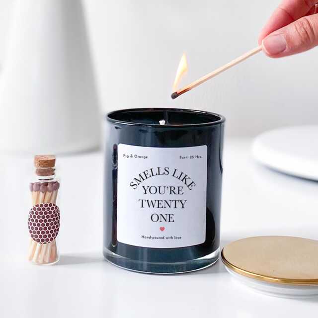Personalised Birthday Candle Keepsake Milestone Present With Match Jar - image 1