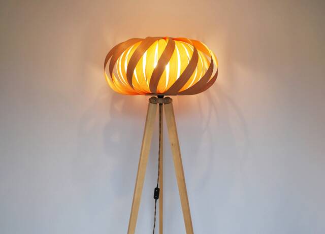 Floor Lamp From Wood. Tripod Style. Unique Design - image 1
