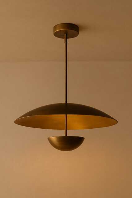 Mid Century Modern Chandelier , Brass Pendant Lighting Flush Mount Ceiling Light Fixture - image 1