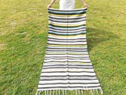 Organic Cotton Natural Yoga & Meditation Mat, Handwoven Floor Rugs, Indian Artisan M - thumbnail 1