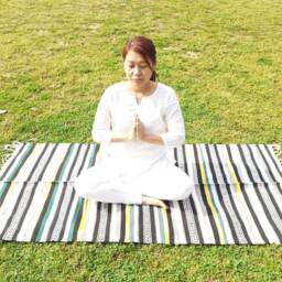 Organic Cotton Natural Yoga & Meditation Mat, Handwoven Floor Rugs, Indian Artisan M - thumbnail 4