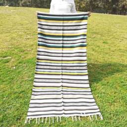Organic Cotton Natural Yoga & Meditation Mat, Handwoven Floor Rugs, Indian Artisan M - thumbnail 2