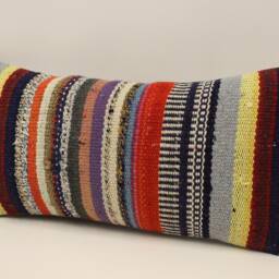 Vintage Turkish Kilim Pillow 10x20 in 25x50 cm Accent Sofa Throw Cushion Cover 4Yef-635 - thumbnail 3