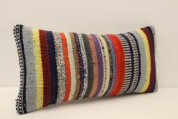Vintage Turkish Kilim Pillow 10x20 in 25x50 cm Accent Sofa Throw Cushion Cover 4Yef-635