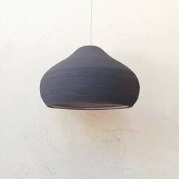 Handmade Black Ceramic Pendant Light Carved Texture Lampshade - thumbnail 2