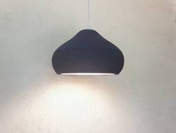 Handmade Black Ceramic Pendant Light Carved Texture Lampshade - thumbnail 1