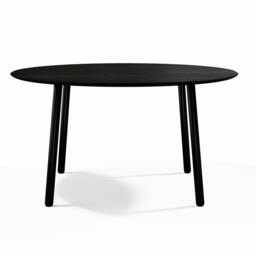 Round Dining Table, Handmade, Black Oak, Steel Legs, Swiss Edge - thumbnail 4