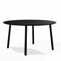 Round Dining Table, Handmade, Black Oak, Steel Legs, Swiss Edge - thumbnail 2