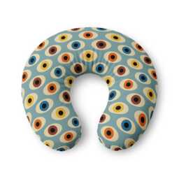 Retro Polka Dot Pattern Nursing Pillow Cover - Mid Century Circles, Blue & Mustard