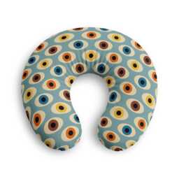 Retro Polka Dot Pattern Nursing Pillow Cover - Mid Century Circles, Blue & Mustard - thumbnail 2