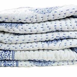 Christmas Gifts, New Buta Print Indian Quilt, Handmade Kantha Gudri Blanket, Home Living Bedspread, Queen Size Cotton Quilt - thumbnail 2