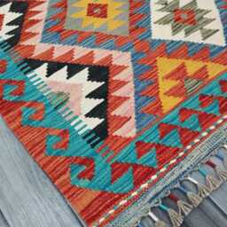 Multicolour Rug, Handmade Artisan Afghan Turkish Scandinavian Navajo Bohemian Flatweave Wool Kilim 146x103 cm - thumbnail 2