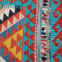 Multicolour Rug, Handmade Artisan Afghan Turkish Scandinavian Navajo Bohemian Flatweave Wool Kilim 146x103 cm - thumbnail 3