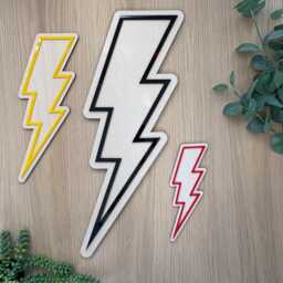 Lightning Bolt Flash Wall Art - Skater & Superhero - Inspired Home Decor For Kids & Teens Wood Acrylic - thumbnail 1