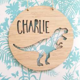 Neutral Baby Signt-Rex Dinosaur Personalised Wooden Wall-Door Hanging-Nursery Decor-Plaque-Kids Door Sign-Custom Name-Kids Gift-Baby Gift