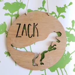 Neutral Baby Signt-Rex Dinosaur Personalised Wooden Wall-Door Hanging-Nursery Decor-Plaque-Kids Door Sign-Custom Name-Kids Gift-Baby Gift - thumbnail 3